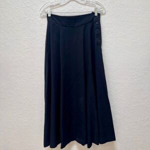 Trumps Vintage Black Side Button Maxi Skirt High Waisted A-Line Pockets Size S